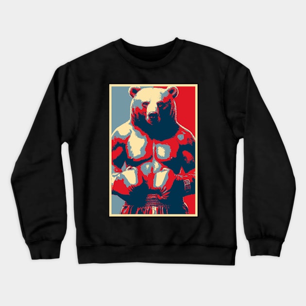 Boxing Bear HOPE Crewneck Sweatshirt by DesignArchitect